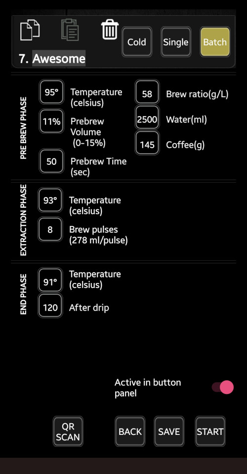 3TEMP Recipe editor parameters